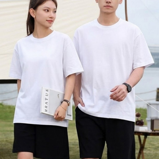 티셔츠 화이트 반팔 좋은 소재 순면 남여공용 느낌
