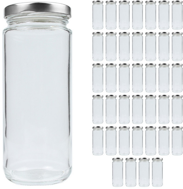 공병상회 다용도일자300 유리병 + 러그캡/실버, 40개, 300ml