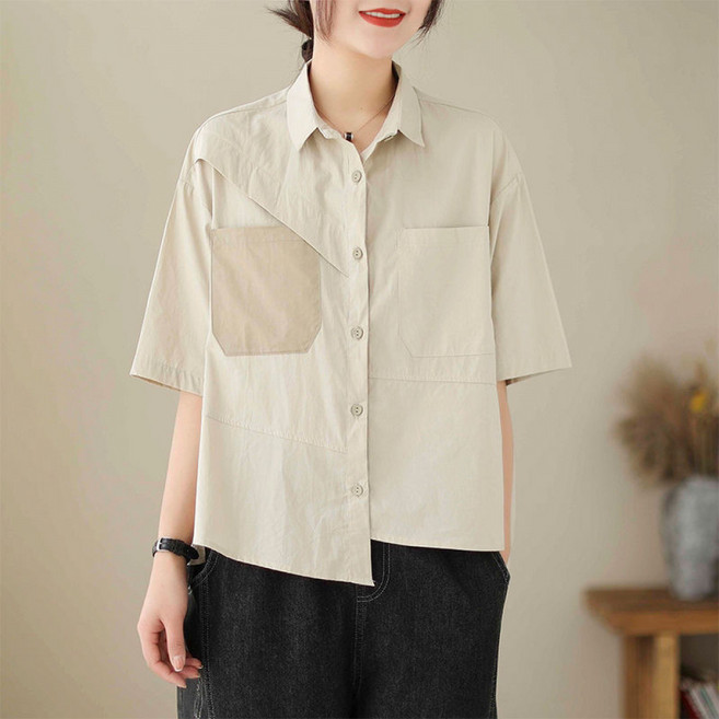 COSYEVNO 여름 루즈핏 면마 반팔 셔츠 박사이즈 고품격 디자인 상의