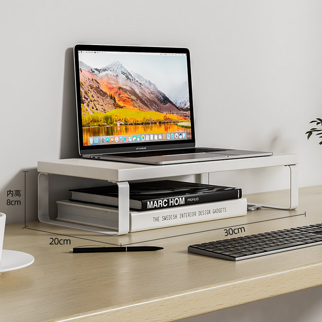 직장인 필수템 모니터 스탠드 / 데스크 정리대 받침대 길이 80cm 높이 2종, 화이트+화이트 9.5cm