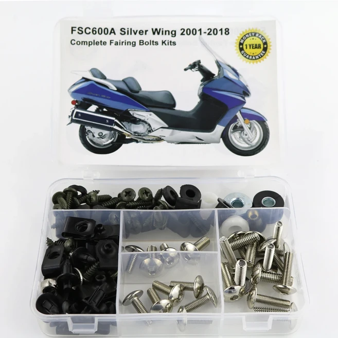 혼다 용 FSC600A 실버 윙 2001-2018 Complete Cowling 풀 페어링 볼트 키트 너트 클립 커버 볼트 스테인레, [03] Silver