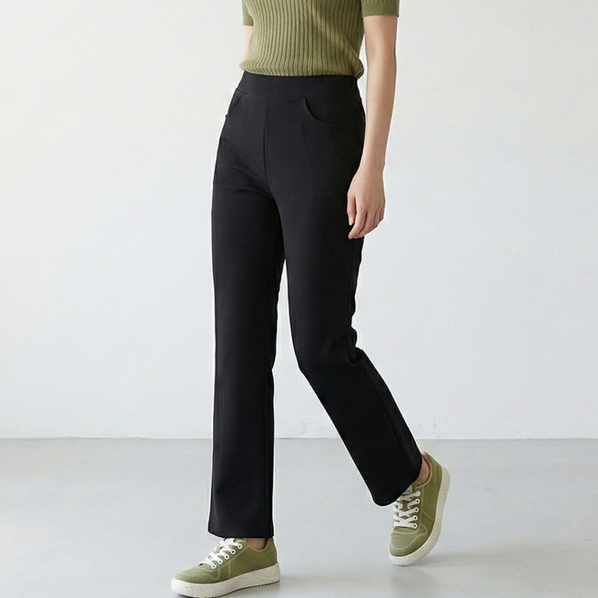 부츠컷 봄 가을용 2장 여성바지 데일리 스판 팬츠 밴딩 국산