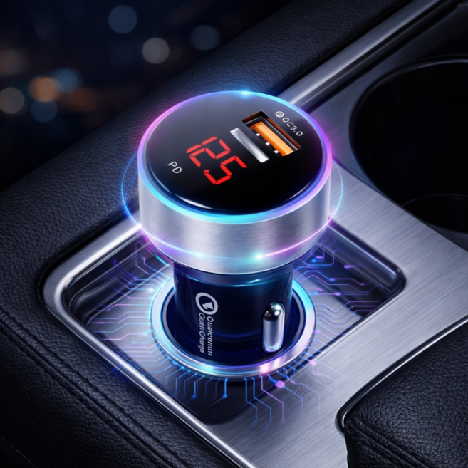 세븐케이 차량용 QC3.0 PD 고속충전 C타입 멀티 시거잭, 실버, QC3.0 + C타입