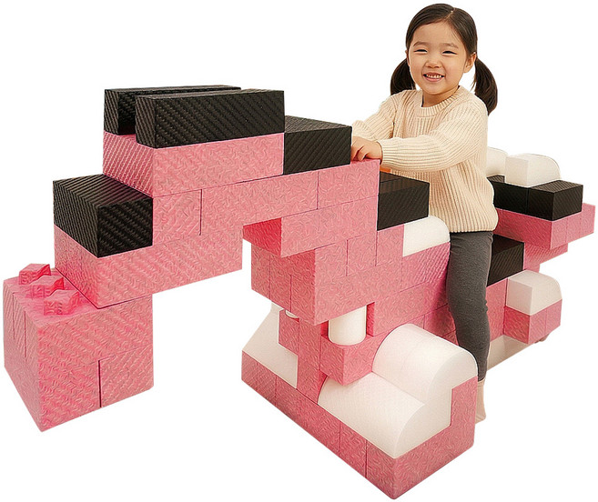 상상블럭 1+1 소프트 대형 쌓기 빅블록 어린이집 유치원 초등학교 교육 완구 교구, 시즌1_핑크, 시즌2_옐로우