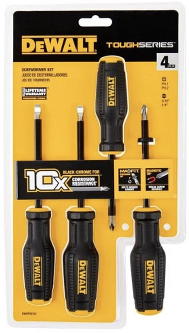 공구지기 디월트 스크류드라이버 4 PCS 세트 십자 일자 드라이버 DWHT65101, 1세트