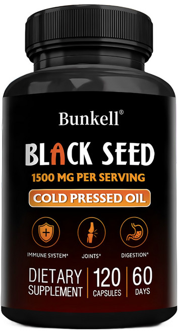 블랙커민오일추출물 캡슐 1500mg - 면역체계와 관절건강 지원, 2개, 120정