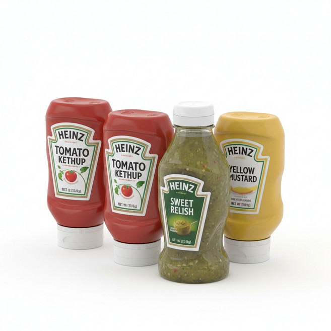 하인즈 소스 핫도그 토마토 케찹 910g x 2 + 스위트 랠리쉬 769ml+ 옐로우 머스타드 396g 햄버거 소시지 패, 1개