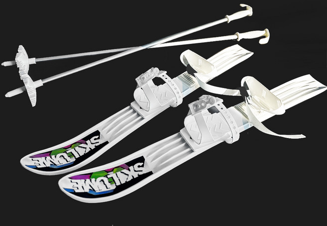 산타스키 어린이스키 아동스키 플레이트+폴 크리스마스선물, 화이트, 1개