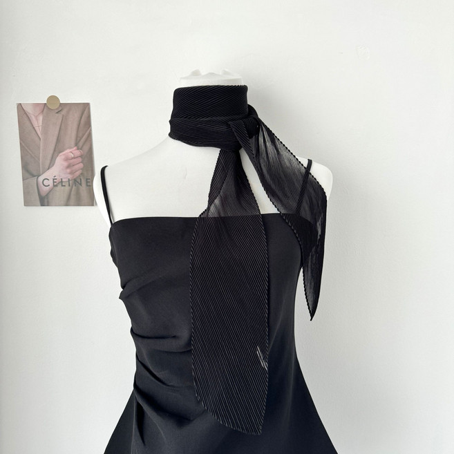 젬버트 여성 여리핏 주름 쉬폰 플리츠 링클 시스루 롱 스카프 여름 목도리