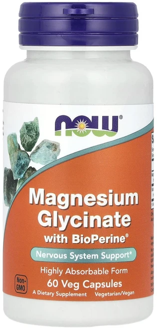 단백질 비타민 철분 마그내슘 칼슘 NOW Foods 글리신마그네슘 BioPerine® 함유 베지 캡슐 60정 고루고루섭취해주세요, NOWFoods글리신마그네슘BioPerine함유베지캡슐, 1개 - 쿠팡