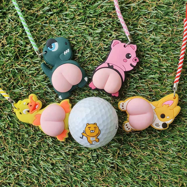 엉덩이 캐릭터 골프티걸이 티꽂이 라운딩 티샷 골프티 분실방지 4종 1세트판매, 4개, 4색상