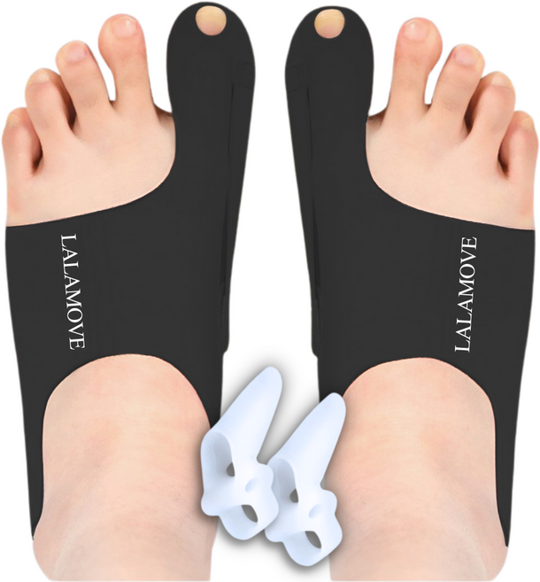 라라무브 엄지발가락 분리 고정밴드 보호대 좌우2개+메디컬링, 1세트, 블랙