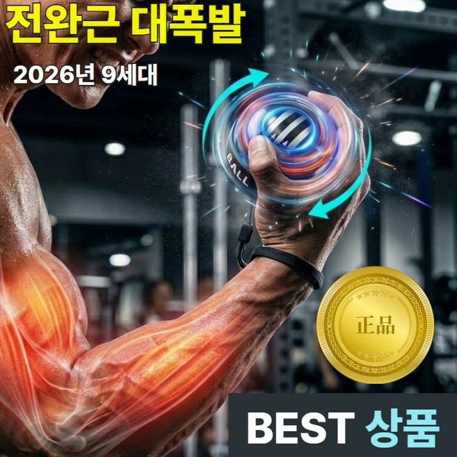 위드밸류 9세대 자이로볼 전완근 악력 손목 스트레칭 운동기구 홈트 파워볼, 1개, 퓨어 클리어 블랙