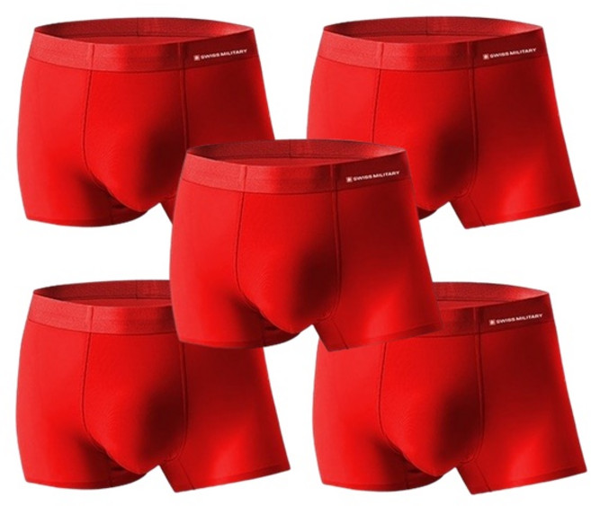 스위스밀리터리 남자팬티 모달 심리스 드로즈 [레드] 5개 /무봉제