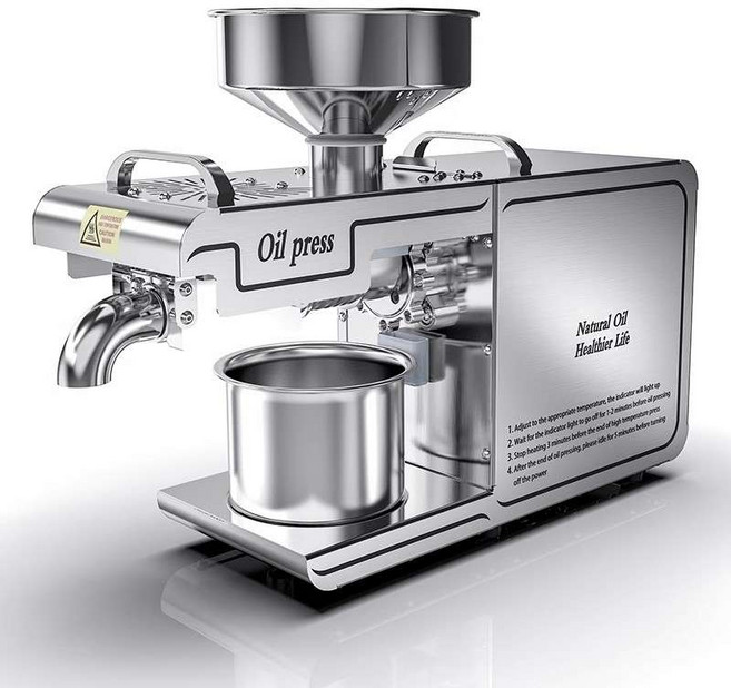 기름짜는기계 스테인리스 전자동 채유기 가정용 오일프레스 참기름 추출기, 실버 자동제어 B