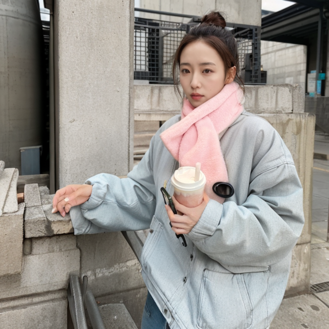 해피유 밍크 퍼 머플러