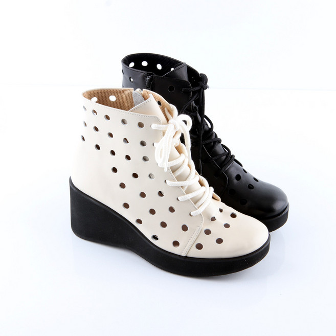 슈띠끄 고급 여성 수제화 SH1377 발이 편한 수제 앵클 펀칭 여름 통굽 부츠