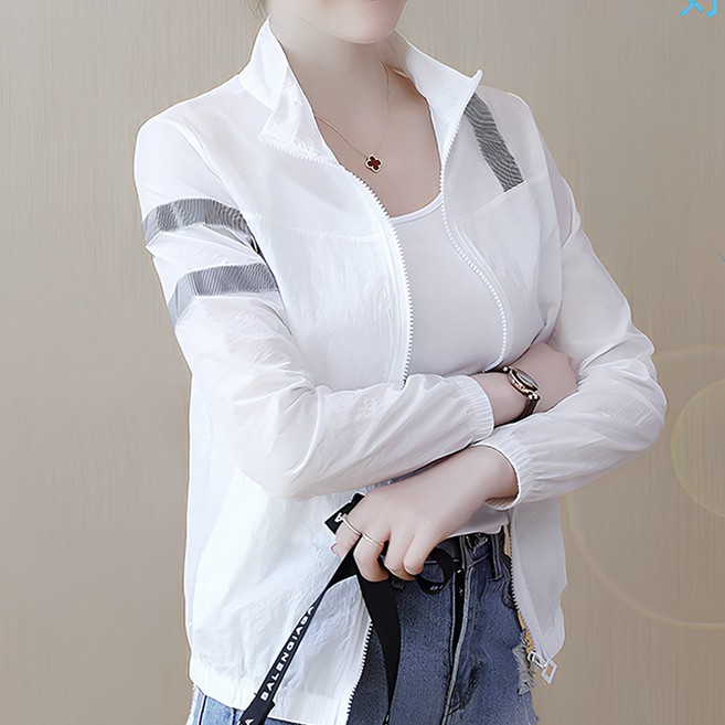 로로비 자외선 차단 여성 바람막이 자켓 여자 점퍼 UPF50+, 화이트