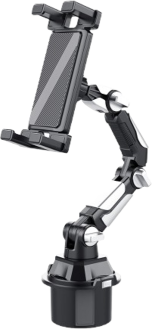 투에이비 차량용 컵홀더 휴대폰 태블릿 거치대 3단계 관절형, 블랙, 1개