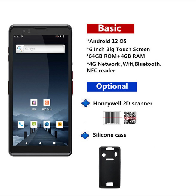 산업용 데이터 수집 지원 Google Play 내장 5000mAh 배터리 Honeywell 2D 바코드 스캐너 안드로이드 12 OS 휴대용 PDA, EU