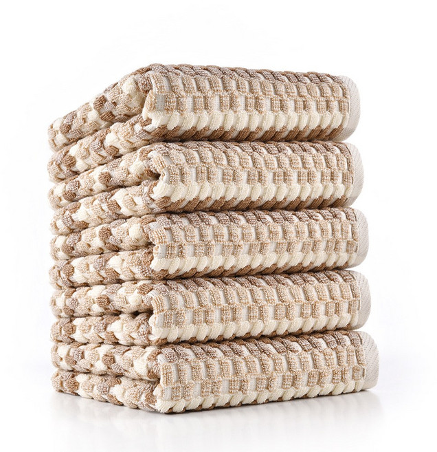 MYNVO 프리미엄 180g 40수 코마사 선염타월 세면 부드러운 호텔 가정용 선물용 데일리 수건 타올 세트, 5개, 브라운 라떼