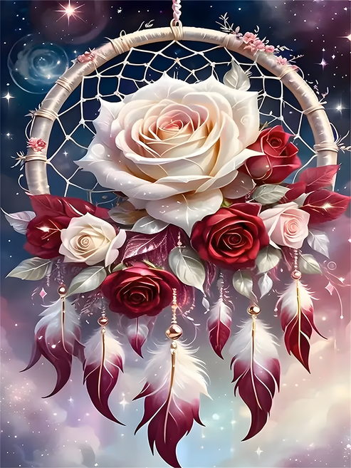 MH 보석십자수, 1개, 하양 장미 400*500mm