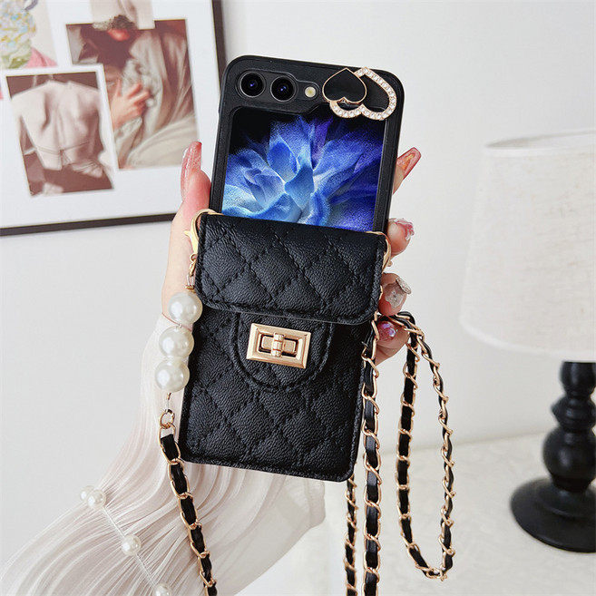 얌코 핸드폰케이스 갤럭시 z플립4 z플립5 z플립6 z플립7 카드수납 하트 체크 가죽 휴대폰케이스