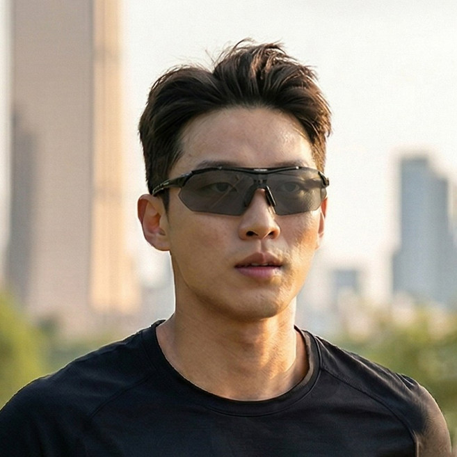 66inch 초경량 스포츠고글 러닝 사이클 선글라스, 1개, 블랙