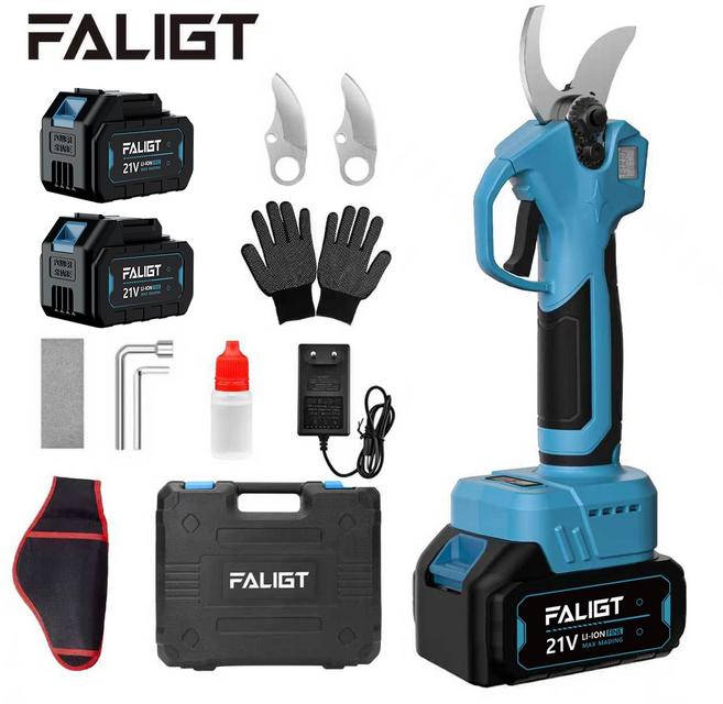 FALIGT 21V BLDC 무선 충전식 가위 리튬배터리 전동 가위 다기능 전지가위 4.0ah 전력량 표시 4000mAh 배터리 2개 세트
