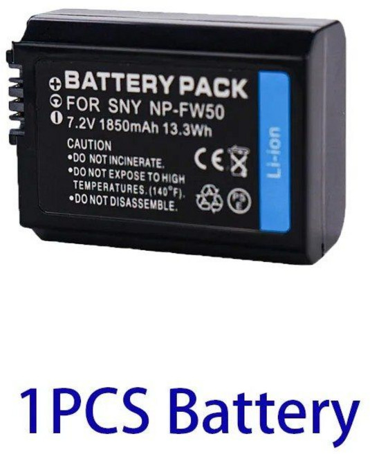NP-FW50 리튬 이온 배터리 팩 1850mAh 충전식 a6500 a6300 a6000 a5000 NEX-3 a7R a7S NEX-7 NEX-5R 카메라, 05 1PCS Battery