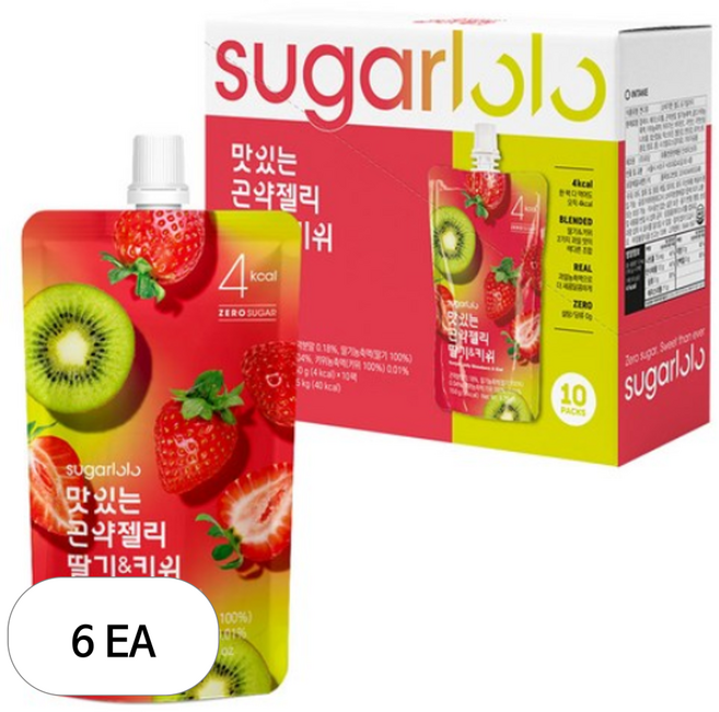 슈가로로 맛있는 곤약젤리 딸기 & 키위, 1.5kg, 6개