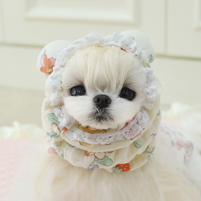 데이독 강아지 스누드 귀덮개 헤어밴드 귀묶기, 1개, 베이지딸기