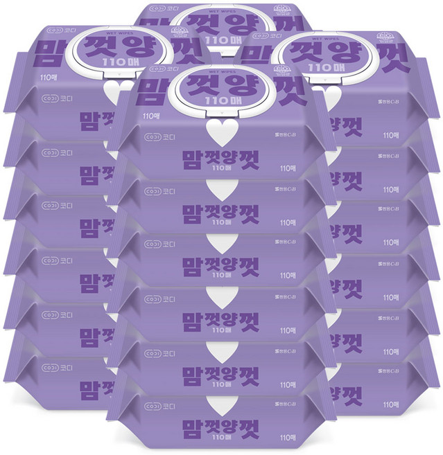 코디 맘껏양껏 물티슈 캡형 110매 24개, 45g