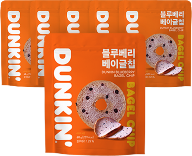 던킨도너츠 블루베리 베이글칩, 60g, 6개