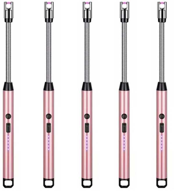 1+1+1+1+1 충전식 각도조절 점화스틱 향초 인센스 전자라이터 (개별포장), 로즈골드 5개입, 1개