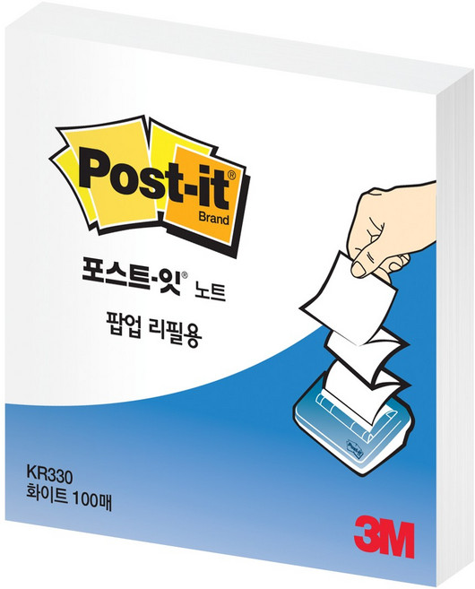 3M 팝업 디스펜서용 리필, 화이트, 100매, 4개