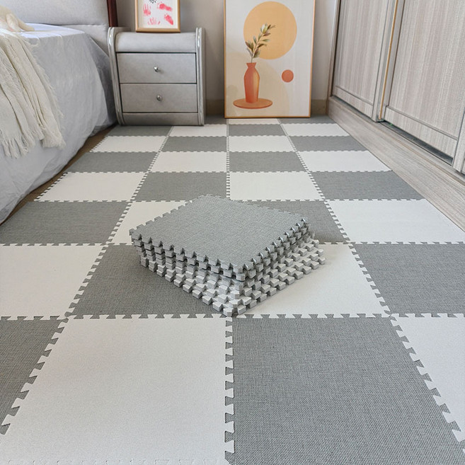 [반전] 다기능의 사계절 면마 조립식 퍼즐 매트 DIY 셀프시공 퍼즐 매트 10mm, 라이트 그레이 A, 20개