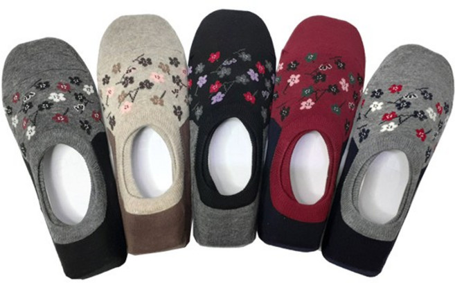 비버리힐스폴로클럽 여성용 미끄럼방지 뉴 진색 면 덧신 5켤레 세트