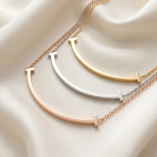 아킨다 여성 써지컬 목걸이 스마일 스틱바 심플