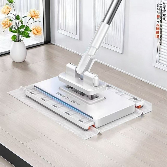 AIDU 자동잡기 대걸레 손을 더럽히지않는 대걸레 원터치 분리 부직포 청소 밀대걸레, 1개