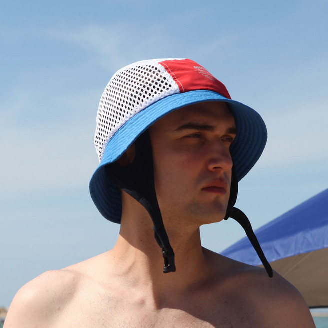 구김스 UV차단 방수 물놀이 아웃도어 스포츠 메쉬 서프 서핑햇 +카탈로그포함, 블루레드(BLUERED)