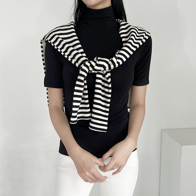 투데이앤룩 여성 레이온 반팔 터틀넥 티셔츠 5color