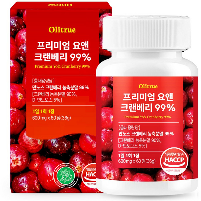 [정품] 프리미엄 요앤 크랜베리 99%, 1개, 60정