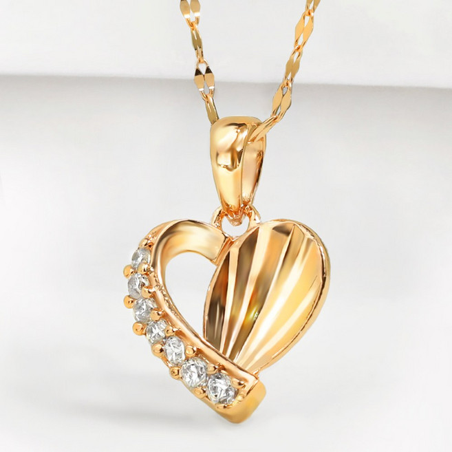 오엔나 14K 18K 데일리 여성 큐빅 셀리아 하트 금 목걸이 기념일 선물