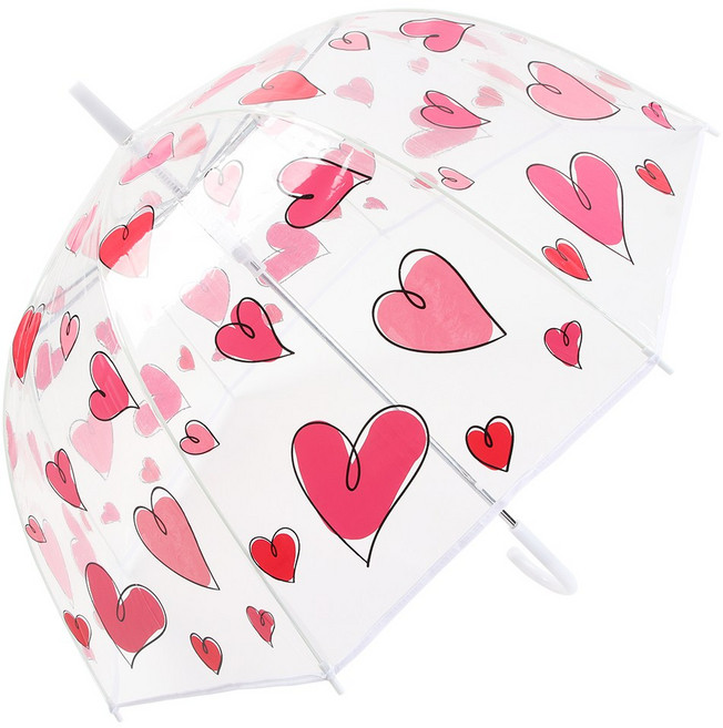 투명 하트 자동우산 60cm 돔형 비닐 장우산 여성용 감성 버블우산