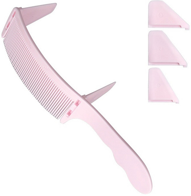 1/2구성 NEW 셀프 헤어 컷트 커브빗 틴닝 빗 도구 곡선 브러쉬, 1개, 핑크