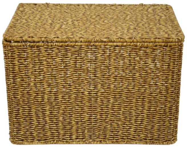 쏠리또 내츄럴 PP라탄 덮개사각바구니 옵션3(44x30x29cm), 안감없음, 1개, 덮개 옵션3번 짙은갈색(dark brown)