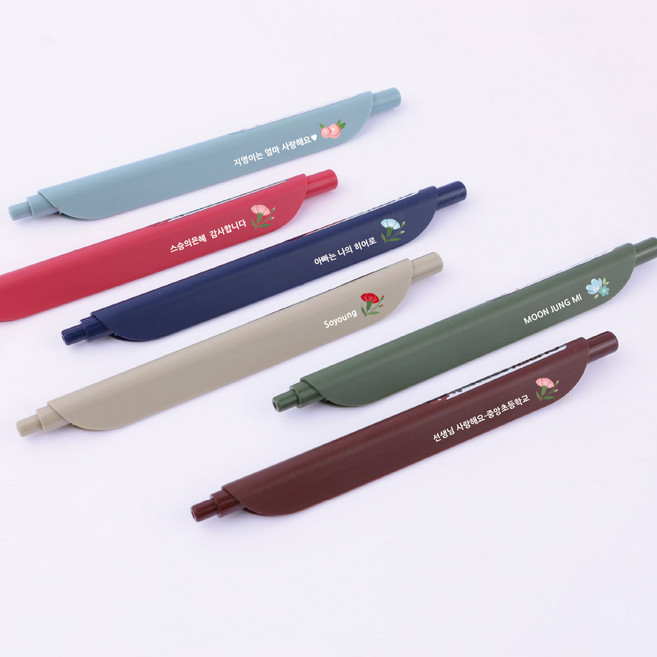 디자인아지트 주문제작 클립펜 카네이션 스승의날 어버이날 각인 선물, 꽃01, 1개, 블루