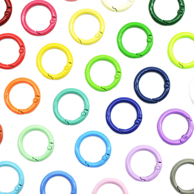 원터치 오픈형 컬러 오링 열쇠고리 키링 연결고리 24mm, 10개, 13 크림