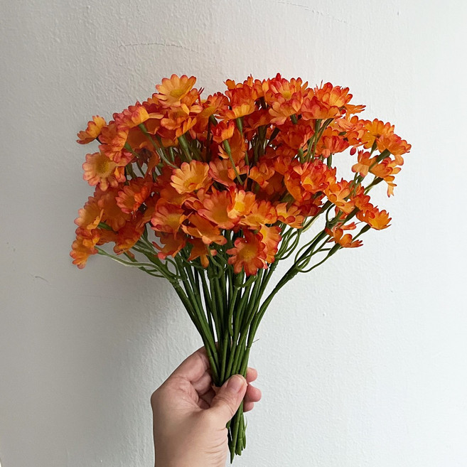 디어플레이스 빈티지 들꽃 데이지 조화 꽃다발 18p, 1개, 오렌지